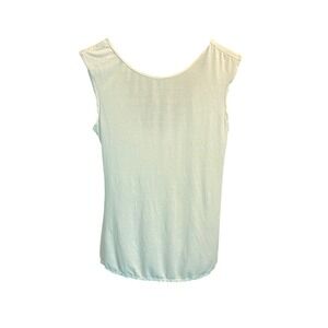 MSSP Max Studio White Twist Back Sleeveless Tank Top Lettuce Hem Medium 7005T70